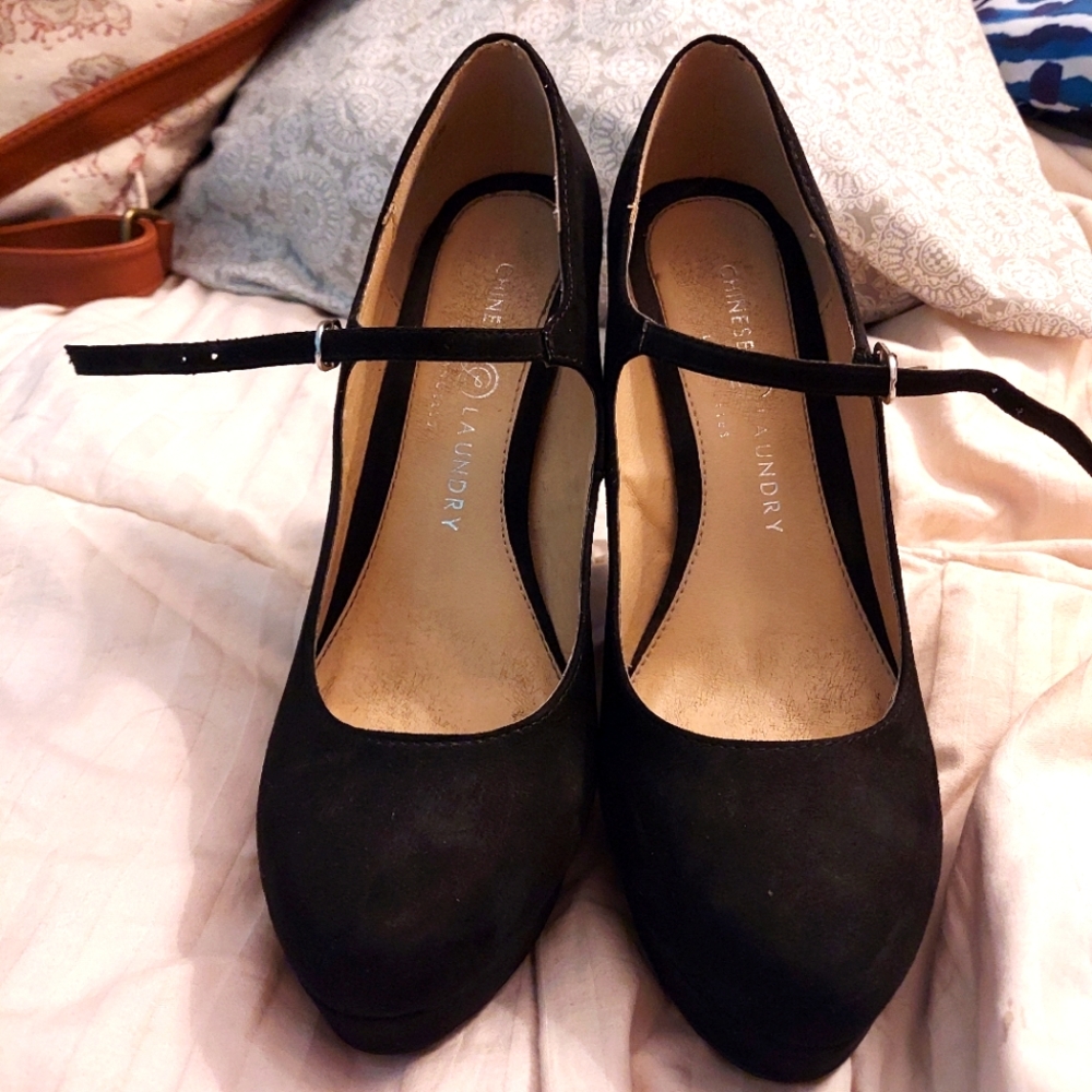 Black Stiletto Heels with buckle.